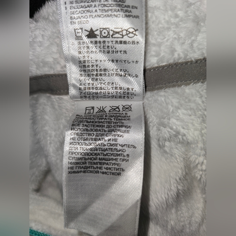 The North Face Girls’ XL (18) White Fleece Pullover Jacket – Aqua Trim - Picture 6 of 9